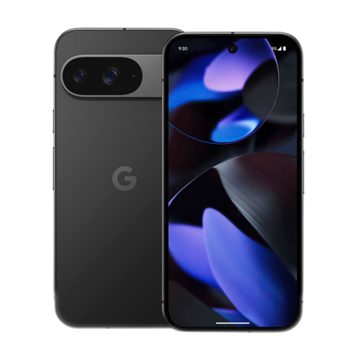 Google Pixel 9 noir remis à neuf, vue avant et arrière